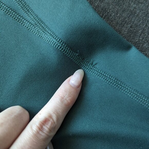 High Rise Dark Teal Green Girlfriend Collective Athletic Leggings - Picture 4 of 9
